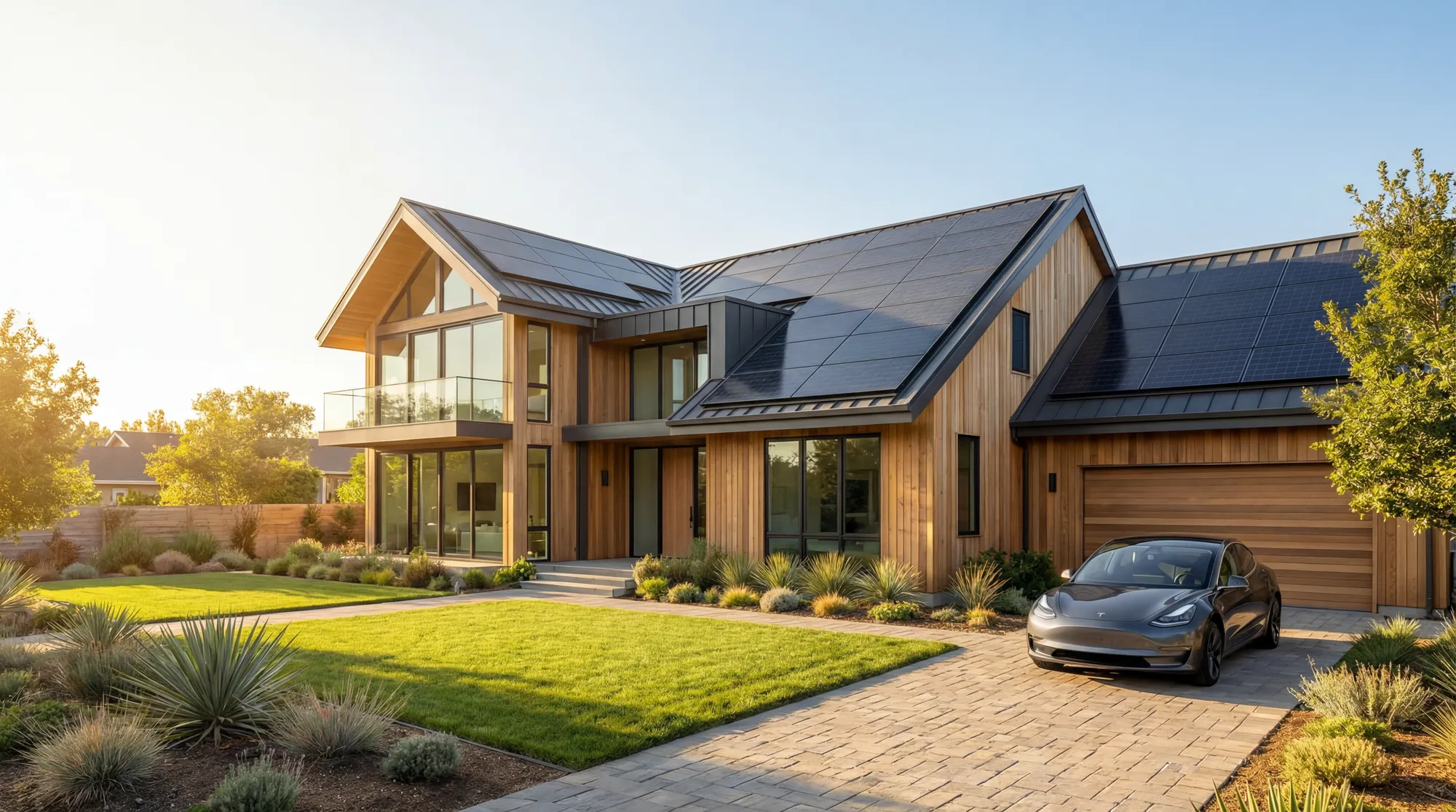 Luxury home with aesthetic solar panels